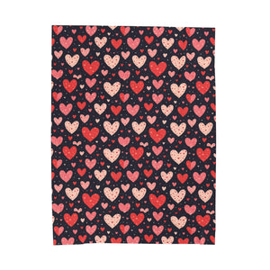 Heart Print Velveteen Plush Blanket – Cozy Sophistication - Dipaliz - Blankets