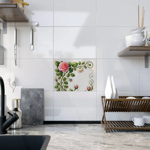 Pink Rose Climber – Ceramic Wall Tile - Dipaliz - Tiles