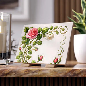 Home Decor - Pink Rose Climber Ceramic Wall Tile - Elegant Floral - Dipaliz