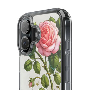 Stylish Pink Rose Clear Case Chic Phone Protection by Dipaliz - Mobile Cases