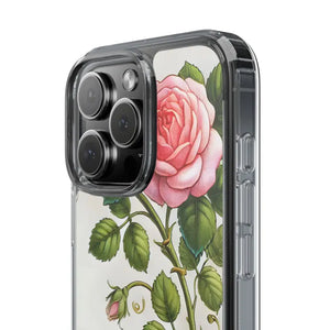 Stylish Pink Rose Clear Case Chic Phone Protection by Dipaliz - Mobile Cases