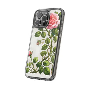 Stylish Pink Rose Clear Case Chic Phone Protection by Dipaliz - Mobile Cases