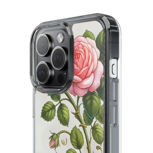 Stylish Pink Rose Clear Case Chic Phone Protection by Dipaliz - Mobile Cases