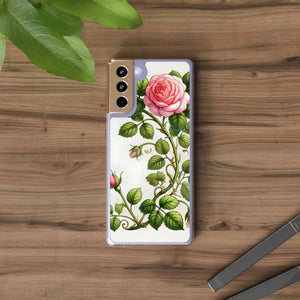 Stylish Pink Rose Clear Case Chic Phone Protection by Dipaliz - Mobile Cases