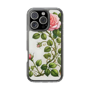 Stylish Pink Rose Clear Case Chic Phone Protection by Dipaliz - Iphone 16 Pro / Without Gift Packaging - Mobile Cases