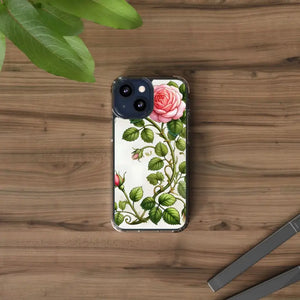 Stylish Pink Rose Clear Case Chic Phone Protection by Dipaliz - Mobile Cases