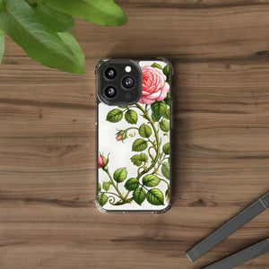 Stylish Pink Rose Clear Case Chic Phone Protection by Dipaliz - Mobile Cases