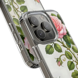 Stylish Pink Rose Clear Case Chic Phone Protection by Dipaliz - Mobile Cases