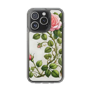 Stylish Pink Rose Clear Case Chic Phone Protection by Dipaliz - Iphone 15 Pro / Without Gift Packaging - Mobile Cases