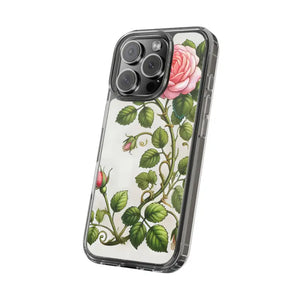 Stylish Pink Rose Clear Case Chic Phone Protection by Dipaliz - Mobile Cases