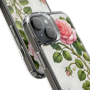 Stylish Pink Rose Clear Case Chic Phone Protection by Dipaliz - Mobile Cases