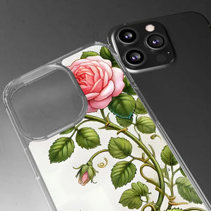 Stylish Pink Rose Clear Case Chic Phone Protection by Dipaliz - Mobile Cases