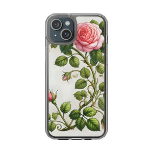 Stylish Pink Rose Clear Case Chic Phone Protection by Dipaliz - Iphone 15 Plus / Without Gift Packaging - Mobile Cases
