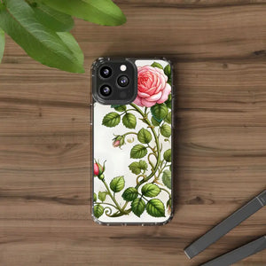 Stylish Pink Rose Clear Case Chic Phone Protection by Dipaliz - Mobile Cases