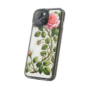 Stylish Pink Rose Clear Case Chic Phone Protection by Dipaliz - Mobile Cases