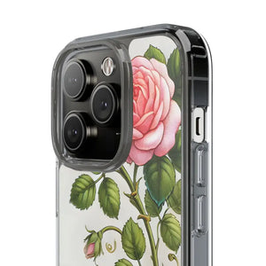 Stylish Pink Rose Clear Case Chic Phone Protection by Dipaliz - Mobile Cases