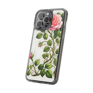 Stylish Pink Rose Clear Case Chic Phone Protection by Dipaliz - Mobile Cases