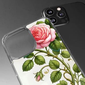 Stylish Pink Rose Clear Case Chic Phone Protection by Dipaliz - Mobile Cases