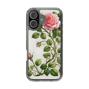 Stylish Pink Rose Clear Case Chic Phone Protection by Dipaliz - Iphone 16 / Without Gift Packaging - Mobile Cases