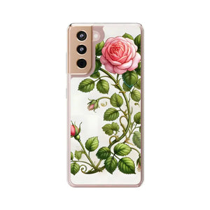 Stylish Pink Rose Clear Case Chic Phone Protection by Dipaliz - Samsung Galaxy S21 / Without Gift Packaging - Mobile
