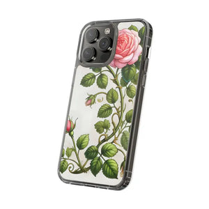 Stylish Pink Rose Clear Case Chic Phone Protection by Dipaliz - Mobile Cases
