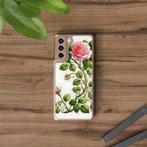 Stylish Pink Rose Clear Case Chic Phone Protection by Dipaliz - Mobile Cases