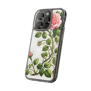 Stylish Pink Rose Clear Case Chic Phone Protection by Dipaliz - Mobile Cases