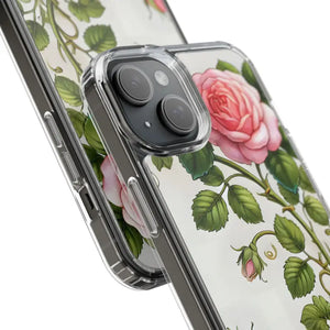 Stylish Pink Rose Clear Case Chic Phone Protection by Dipaliz - Mobile Cases