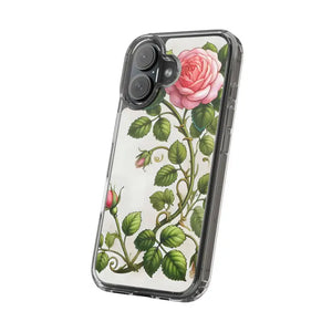 Stylish Pink Rose Clear Case Chic Phone Protection by Dipaliz - Mobile Cases