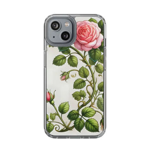 Stylish Pink Rose Clear Case Chic Phone Protection by Dipaliz - Iphone 14 / Without Gift Packaging - Mobile Cases