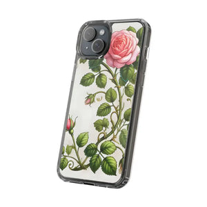 Stylish Pink Rose Clear Case Chic Phone Protection by Dipaliz - Mobile Cases