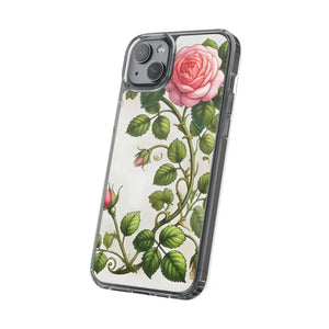 Stylish Pink Rose Clear Case Chic Phone Protection by Dipaliz - Mobile Cases