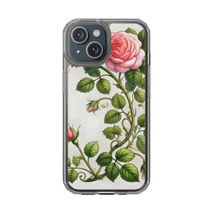 Stylish Pink Rose Clear Case Chic Phone Protection by Dipaliz - Iphone 15 / Without Gift Packaging - Mobile Cases