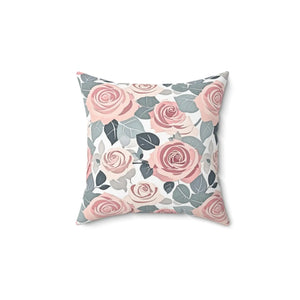 Vibrant Pink Rose Pillow – Spun Polyester - Dipaliz - Throw Pillows