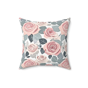 Vibrant Pink Rose Pillow – Spun Polyester - Dipaliz - Throw Pillows