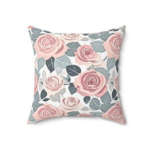 Vibrant Pink Rose Pillow – Spun Polyester - Dipaliz - Throw Pillows