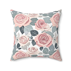 Vibrant Pink Rose Pillow – Spun Polyester - Dipaliz - Throw Pillows