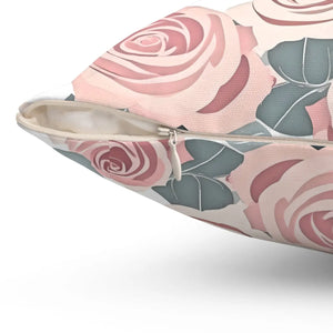 Vibrant Pink Rose Pillow – Spun Polyester - Dipaliz - Throw Pillows