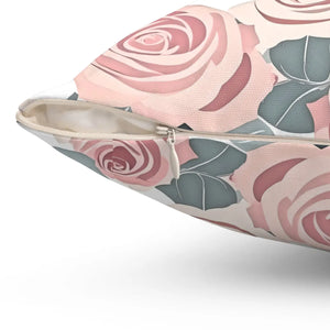 Vibrant Pink Rose Pillow – Spun Polyester - Dipaliz - Throw Pillows