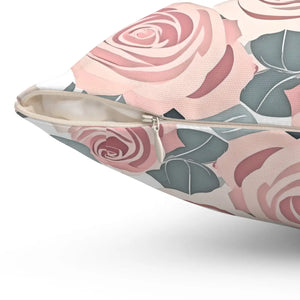 Vibrant Pink Rose Pillow – Spun Polyester - Dipaliz - Throw Pillows