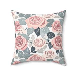 Vibrant Pink Rose Pillow – Spun Polyester - Dipaliz - Throw Pillows