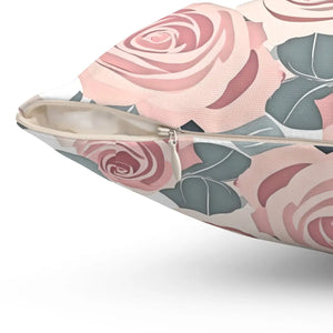 Vibrant Pink Rose Pillow – Spun Polyester - Dipaliz - Throw Pillows