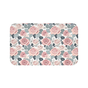 Luxury Pink Rose Flowers Bath Mat - Elegant Non-slip Design - Dipaliz - 34’’ × 21’’ - Home Decor