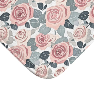 Luxury Pink Rose Flowers Bath Mat - Microfiber - Dipaliz - Mats & Rugs