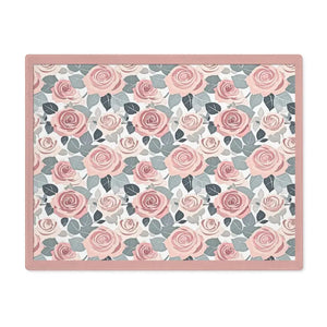 Vibrant Cotton Placemats Pink Rose Print Dining Decor - Dipaliz - 18’’ × 14’’