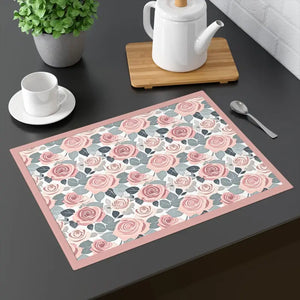 Vibrant Cotton Placemats Pink Rose Print Dining Decor - Dipaliz - 18’’ × 14’’