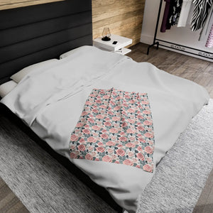 Pink Rose Flowers Velveteen Plush Blanket - Dipaliz - Blankets