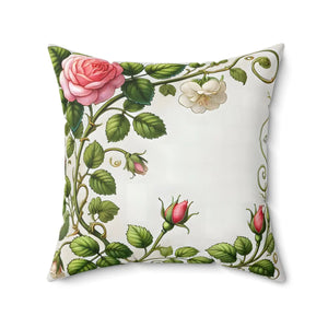 Pink Rose Vine Pillow – Spun Polyester - Dipaliz - Throw Pillows