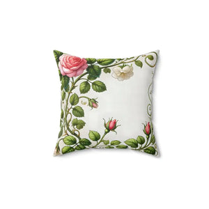 Pink Rose Vine Spun Polyester Square Pillow - Dipaliz - 14’’ × - Throw Pillows