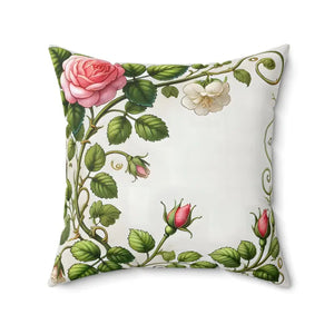 Pink Rose Vine Spun Polyester Square Pillow - Dipaliz - Throw Pillows